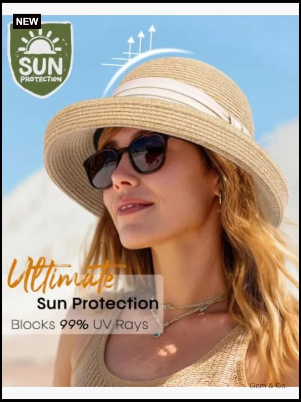 UPF 50+ Packable Bucket Hat Adjustable Vintage Style Sun Hat for Travel